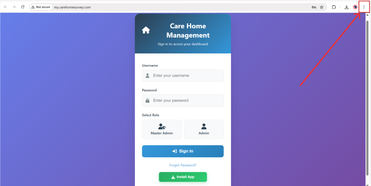 Step 1 - Browser three dots menu