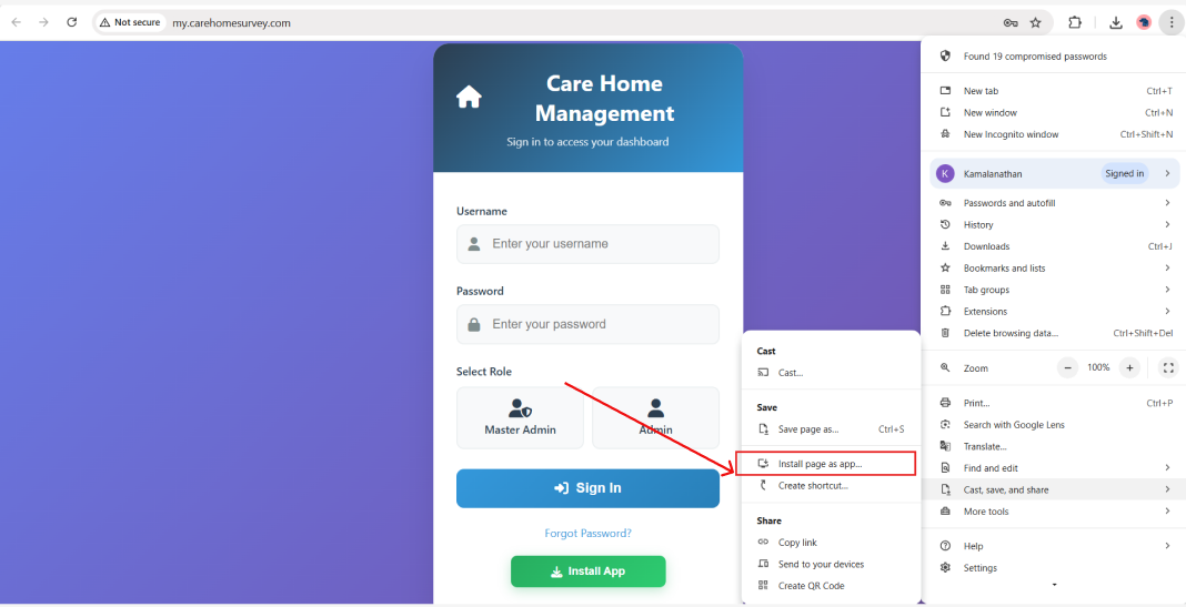 Step 3 - Install page as an app option