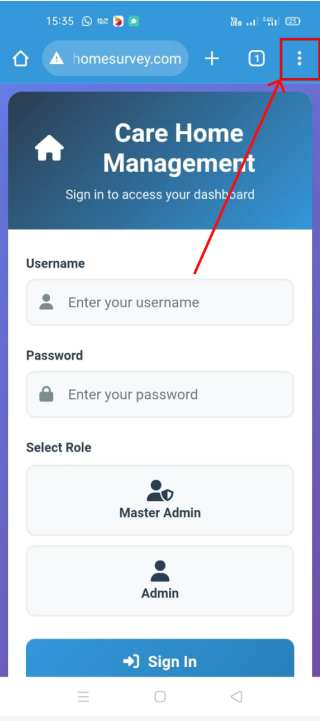 Step 1 - Browser three dots menu